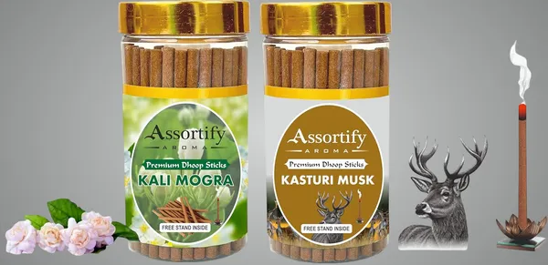 Kali_Mogra_+_Kasturi_Musk_Dhoop_Sticks_Boxbambolesspack_Of_Two_2X100Gm_Jar_Packagingless_Smoke