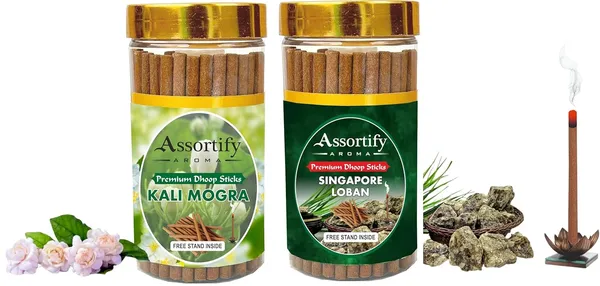 Kali_Mogra_+_Singapore_Loban_Dhoop_Sticks_Boxbambolesspack_Of_Two_2X100Gm_Jar_Packagingless_Smoke