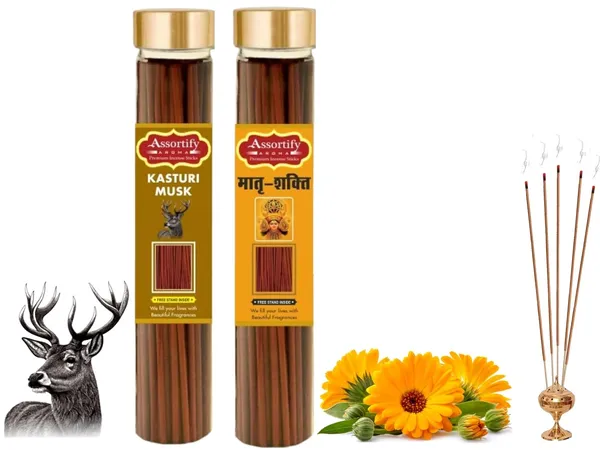 Kasturi_Musk_+_Maatra_Shakti_Incense_Stick_Jar_Pack_Of_Two_2X100Gm_Jar_Packagingless_Smoke