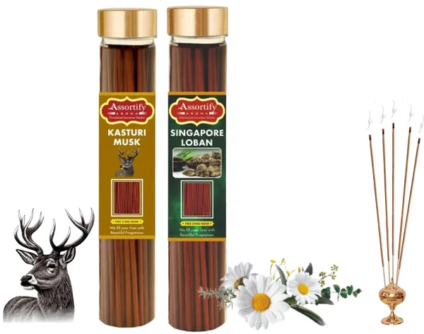 Kasturi_Musk_+Singapore_Lobans_Incense_Stick_Jar_Pack_Of_Two_2X100Gm_Jar_Packagingless_Smoke