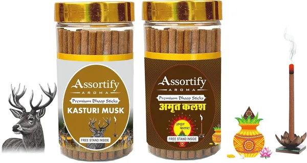 Kasturi_Musk_+_Amrat_Kalash_Dhoop_Sticks_Boxbambolesspack_Of_Two_2X100Gm_Jar_Packagingless_Smoke