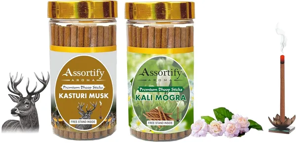 Kasturi_Musk_+_Kali_Mogra_Dhoop_Sticks_Boxbambolesspack_Of_Two_2X100Gm_Jar_Packagingless_Smoke