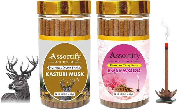 Kasturi_Musk_+Rose_Wood_Dhoop_Sticks_Boxbambolesspack_Of_Two_2X100Gm_Jar_Packagingless_Smoke