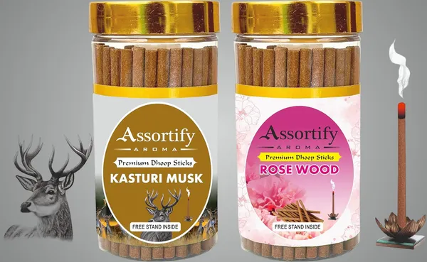 Kasturi_Musk_+Rose_Wood_Dhoop_Sticks_Boxbambolesspack_Of_Two_2X100Gm_Jar_Packagingless_Smoke