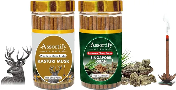 Kasturi_Musk_+Singapore_Lobans_Dhoop_Sticks_Boxbambolesspack_Of_Two_2X100Gm_Jar_Packagingless_Smoke