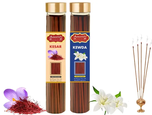 Kesar_+Kevda_Incense_Stick_Jar_Pack_Of_Two_2X100Gm_Jar_Packagingless_Smoke