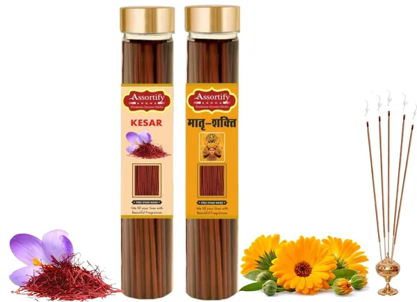 Combo_Of_Kesar_+_Maatra_Shakti_Incense_Stick_Jarbambolesspack_Of_Two_2X100Gm_Jar_Packagingless_Smoke