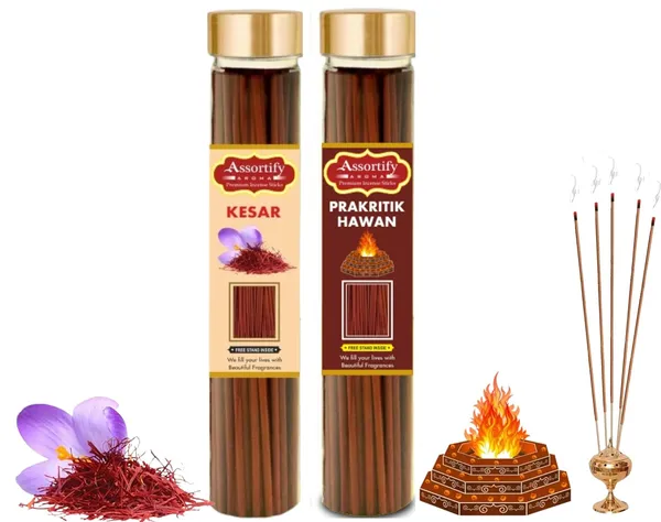 Kesar_+_Parkritik_Incense_Stick_Jar_Pack_Of_Two_2X100Gm_Jar_Packagingless_Smoke