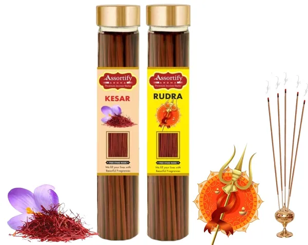 Kesar_+Rudra_Incense_Stick_Jar_Pack_Of_Two_2X100Gm_Jar_Packagingless_Smoke