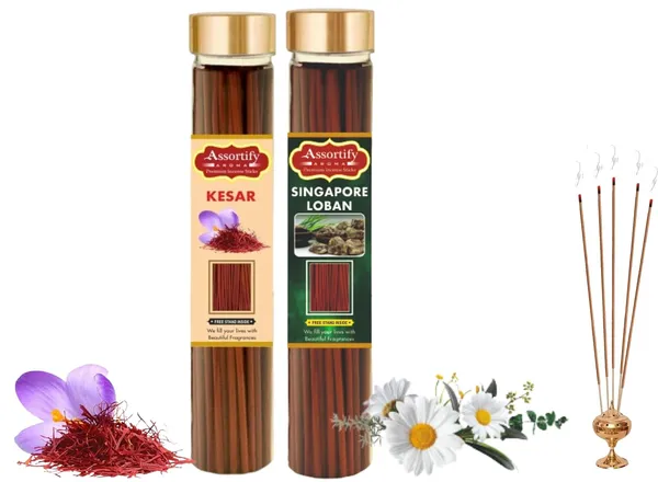Combo_Of_Kesar_+Singapore_Lobans_Incense_Stick_Jarbambolesspack_Of_Two_2X100Gm_Jar_Packagingless_Smoke