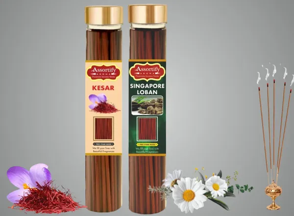 Combo_Of_Kesar_+Singapore_Lobans_Incense_Stick_Jarbambolesspack_Of_Two_2X100Gm_Jar_Packagingless_Smoke