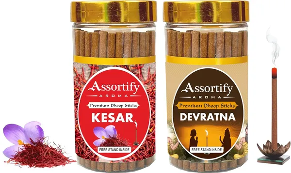 Kesar_+_Devratna_Dhoop_Sticks_Boxbambolesspack_Of_Two_2X100Gm_Jar_Packagingless_Smoke