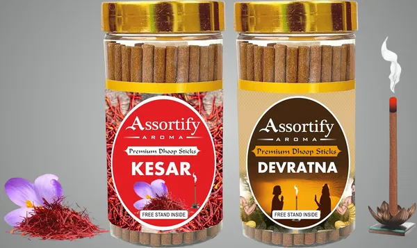 Kesar_+_Devratna_Dhoop_Sticks_Boxbambolesspack_Of_Two_2X100Gm_Jar_Packagingless_Smoke