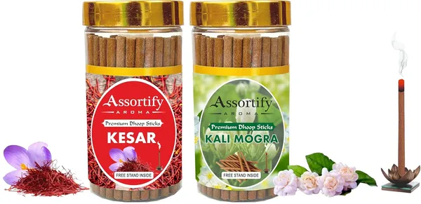 Kesar_+_Kali_Mogra_Dhoop_Sticks_Boxbambolesspack_Of_Two_2X100Gm_Jar_Packagingless_Smoke