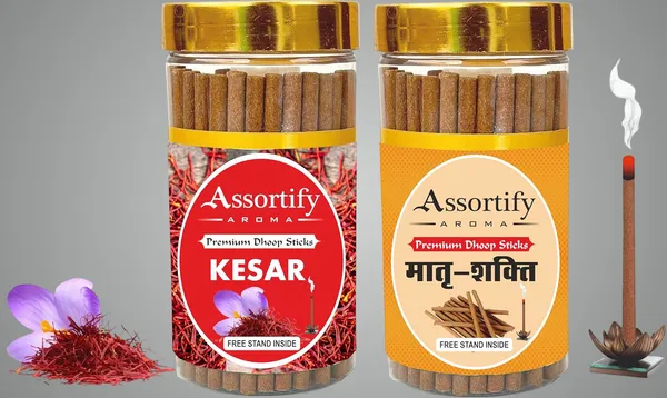 Assortifykesar_+_Maatra_Shakti_Dhoop_Sticks_Boxbambolesspack_Of_Two_2X100Gm_Jar_Packagingless_Smoke