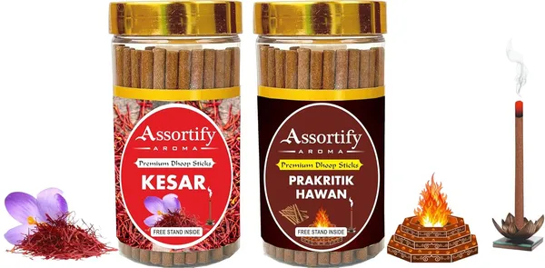 Kesar_+_Parkritik_Hawan_Dhoop_Sticks_Boxbambolesspack_Of_Two_2X100Gm_Jar_Packagingless_Smoke