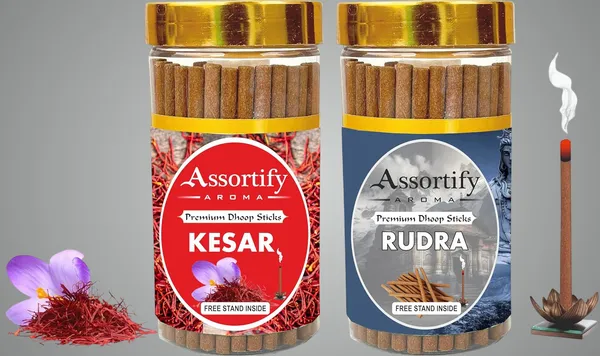 Kesar_+Rudra_Dhoop_Sticks_Boxbambolesspack_Of_Two_2X100Gm_Jar_Packagingless_Smoke