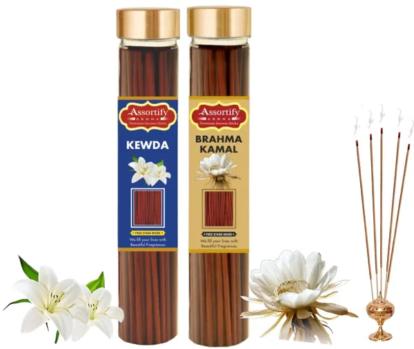 Kevda_+_Brama_Kamal_Incense_Stick_Jar_Pack_Of_Two_2X100Gm_Jar_Packagingless_Smoke