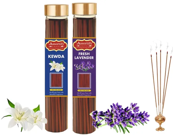Kevda_+_Fresh_Lavender_Incense_Stick_Jar_Pack_Of_Two_2X100Gm_Jar_Packagingless_Smoke