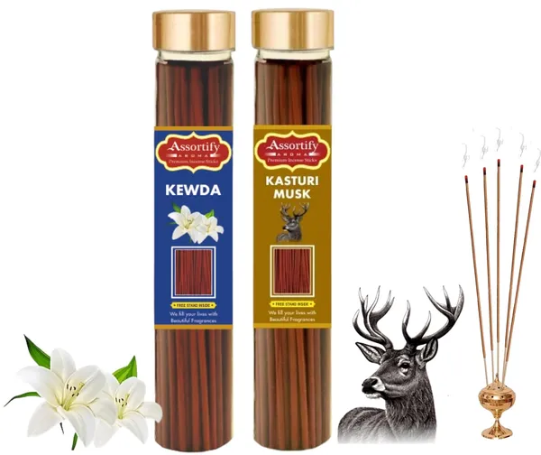 Kevda_+Kasturi_Musk_Incense_Stick_Jar_Pack_Of_Two_2X100Gm_Jar_Packagingless_Smoke