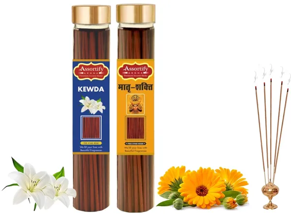 Kevda_+_Maatra_Shakti_Incense_Stick_Jar_Pack_Of_Two_2X100Gm_Jar_Packagingless_Smoke