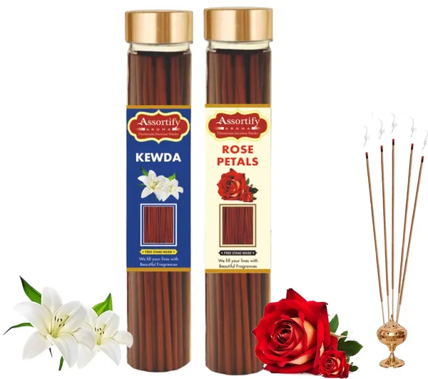 Combo_Of_Kevda_+_Rose_Petals_Incense_Stick_Jarbambolesspack_Of_Two_2X100Gm_Jar_Packagingless_Smoke