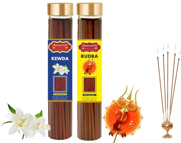 Kevda_+Rudra_Incense_Stick_Jar_Pack_Of_Two_2X100Gm_Jar_Packagingless_Smoke
