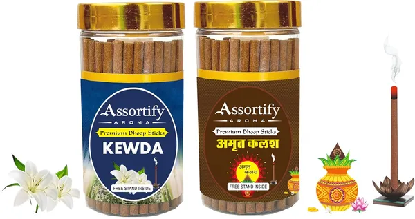Kevda_+_Amrat_Kalash_Hawan_Dhoop_Sticks_Boxbambolesspack_Of_Two_2X100Gm_Jar_Packagingless_Smoke