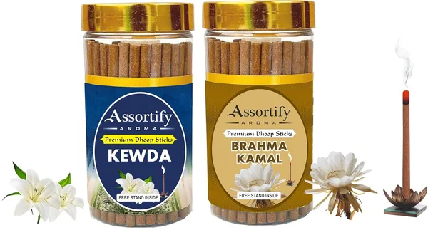 Kevda_+_Brama_Kamal_Hawan_Dhoop_Sticks_Boxbambolesspack_Of_Two_2X100Gm_Jar_Packagingless_Smoke