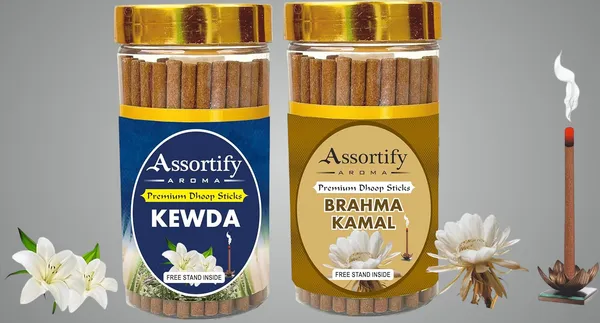 Kevda_+_Brama_Kamal_Hawan_Dhoop_Sticks_Boxbambolesspack_Of_Two_2X100Gm_Jar_Packagingless_Smoke