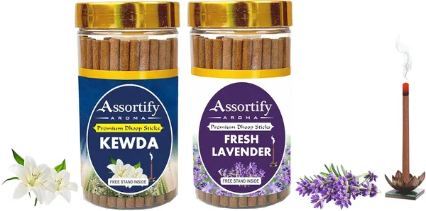 Kevda_+_Fresh_Lavender_Dhoop_Sticks_Boxbambolesspack_Of_Two_2X100Gm_Jar_Packagingless_Smoke
