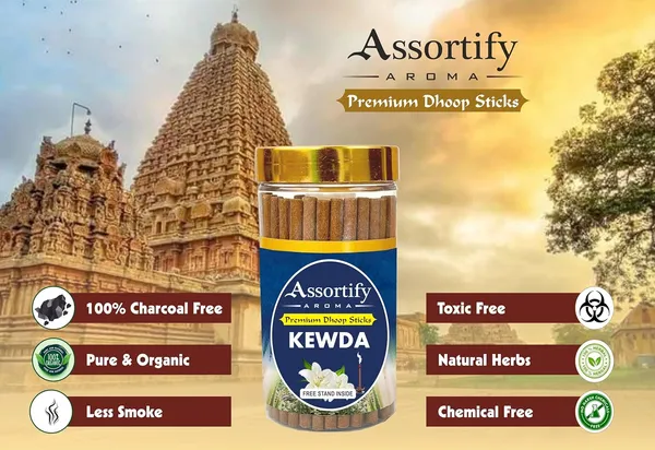 Combo_Of_Kevda_+_Golden_Sandal_Dhoop_Sticks_Boxbambolesspack_Of_Two_2X100Gm_Jar_Packagingless_Smoke
