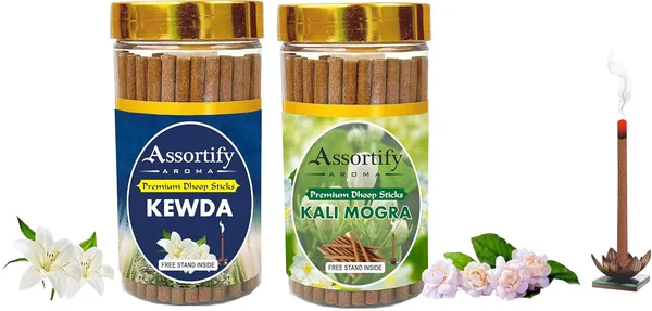 Combo_Of_Kevda_+_Kali_Mogra_Hawan_Dhoop_Sticks_Boxbambolesspack_Of_Two_2X100Gm_Jar_Packagingless_Smoke