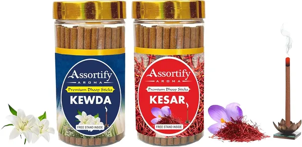 Kevda_+_Kesar_Dhoop_Sticks_Boxbambolesspack_Of_Two_2X100Gm_Jar_Packagingless_Smoke