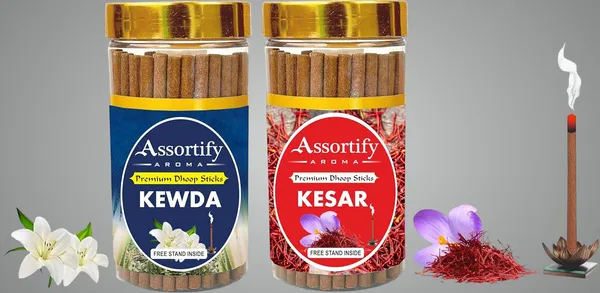 Kevda_+_Kesar_Dhoop_Sticks_Boxbambolesspack_Of_Two_2X100Gm_Jar_Packagingless_Smoke
