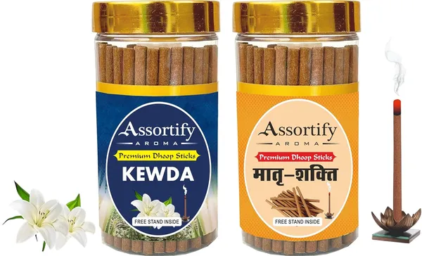Combo_Of_Kevda_+_Maatra_Shakti_Hawan_Dhoop_Sticks_Boxbambolesspack_Of_Two_2X100Gm_Jar_Packagingless_Smoke