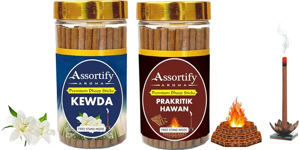 Kevda_+_Parkritik_Hawan_Dhoop_Sticks_Boxbambolesspack_Of_Two_2X100Gm_Jar_Packagingless_Smoke