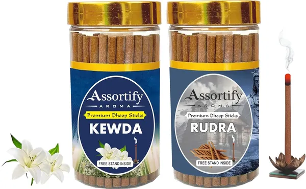 Kevda_+Rudra_Dhoop_Sticks_Boxbambolesspack_Of_Two_2X100Gm_Jar_Packagingless_Smoke