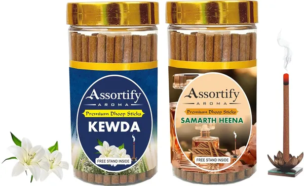 Kevda_+Samarth_Heena_Dhoop_Sticks_Boxbambolesspack_Of_Two_2X100Gm_Jar_Packagingless_Smoke
