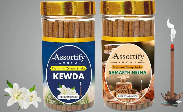 Kevda_+Samarth_Heena_Dhoop_Sticks_Boxbambolesspack_Of_Two_2X100Gm_Jar_Packagingless_Smoke