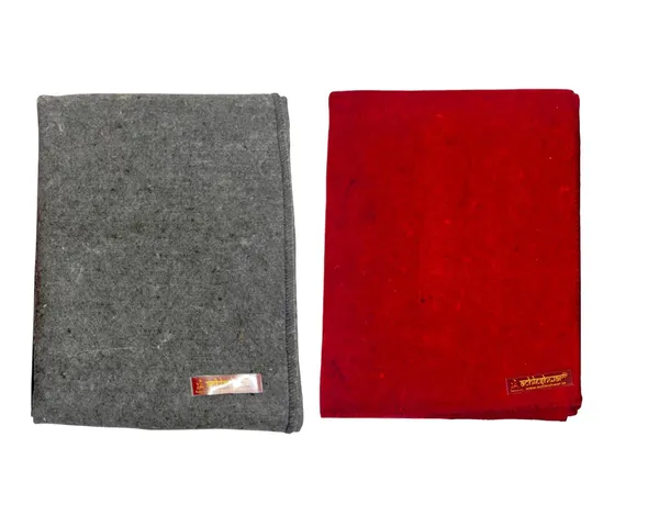 Combo_Of_Premium_Grey_&_Red_Woolen_Aasan_Completely_Handcrafted_Perfect_Mat_For_Meditation_&_Prayers_-_Soft,_Comfortable(Size_23_X_30_Inch)