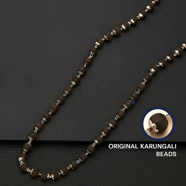 Original_Karungali_Wood_Mala,_54+1_Beads,_Silver_Plated_Caps,_Black_Spiritual_Mala