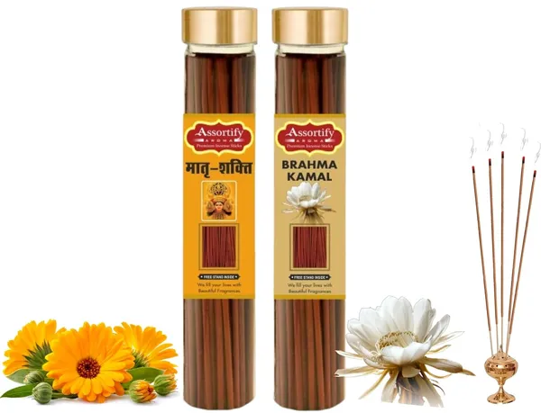 Matra_Shakti_+_Brama_Kamal_Incense_Stick_Jar_Pack_Of_Two_2X100Gm_Jar_Packagingless_Smoke