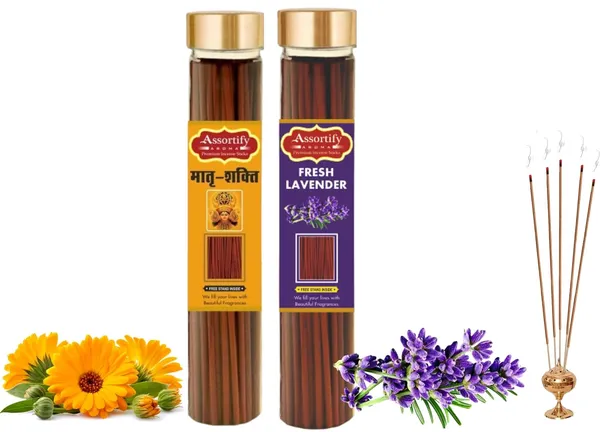 Matra_Shakti_+_Fresh_Lavender_Incense_Stick_Jar_Pack_Of_Two_2X100Gm_Jar_Packagingless_Smoke