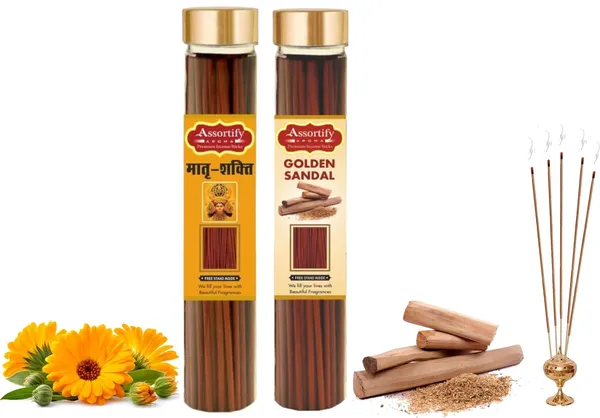 Matra_Shakti_+_Golden_Sandal_Incense_Stick_Jar_Pack_Of_Two_2X100Gm_Jar_Packagingless_Smoke