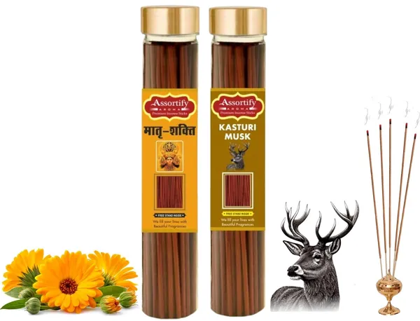 Combo_Of_Matra_Shakti_+_Kasturi_Musk_Incense_Stick_Jarbambolesspack_Of_Two_2X100Gm_Jar_Packagingless_Smoke