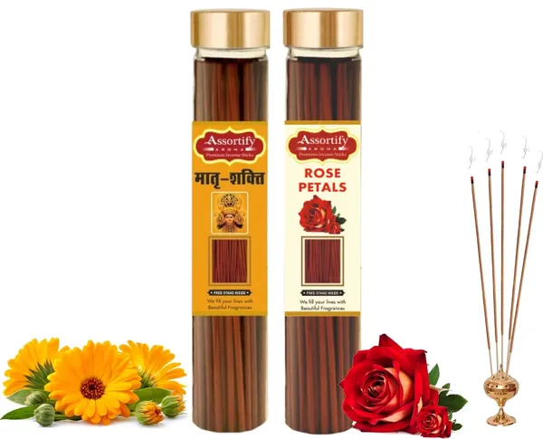 Matra_Shakti_+_Rose_Petals_Incense_Stick_Jar_Pack_Of_Two_2X100Gm_Jar_Packagingless_Smoke