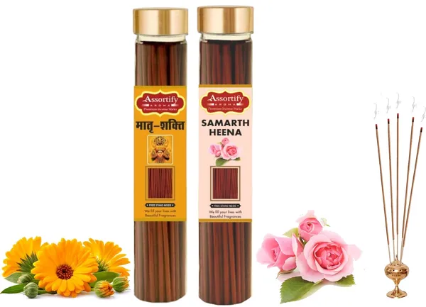 Matra_Shakti_+Samarth_Heena_Incense_Stick_Jar_Pack_Of_Two_2X100Gm_Jar_Packagingless_Smoke