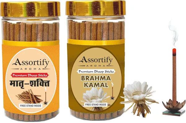 Matra_Shakti_+_Brama_Kamal_Dhoop_Sticks_Boxbambolesspack_Of_Two_2X100Gm_Jar_Packagingless_Smoke