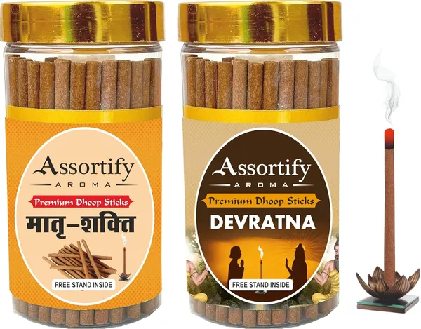 Combo_Of_Matra_Shakti_+_Devratna_Dhoop_Sticks_Boxbambolesspack_Of_Two_2X100Gm_Jar_Packagingless_Smoke
